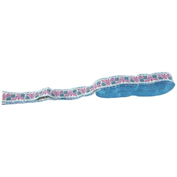 Blommig broderad jacquardband vävd spetskant för kläder, väskor, gardiner, sömnad, spetstyg, stil B