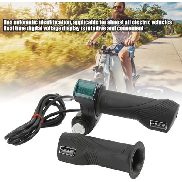 1 Pair Electric Bicycle Twist Grips, Universal Throttle, Speed Regulator with EV Display