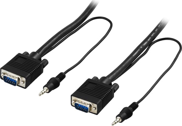 Monitorkabel RGB HD15mama uden pin 9 med 3,5 mm lyd 20m Grå