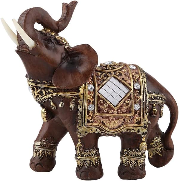 Elefantstatue, Lykke og Velstand, Feng Shui, Tretekstur, 3D