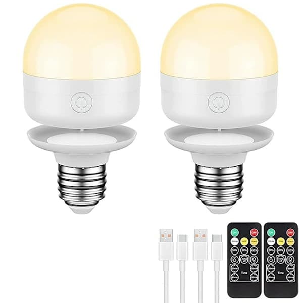 USB Genopladelig E27 LED Pære med Fjernbetjening & Timer