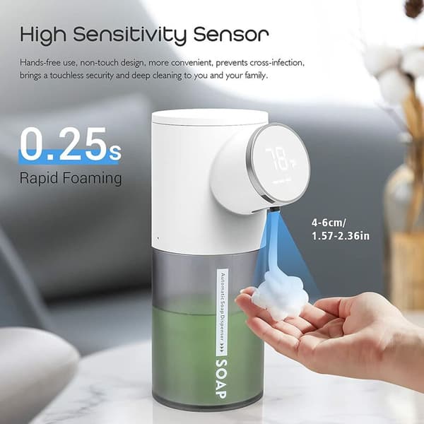 Automatic Foam Dispenser Rechargeable and Contactless Hand Dispenser plus Motion Sensor - White