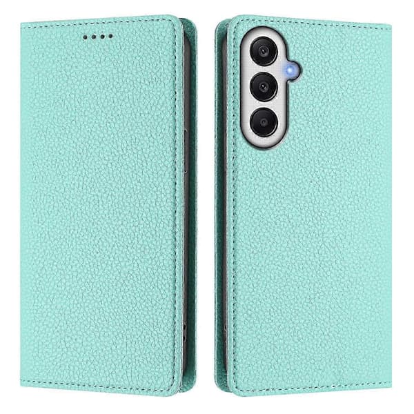Galaxy A16 4G/5G Pung Etui med RFID-blokering & Læder Etui med Litchi-tekstur [DB] Multicolor Mint Green