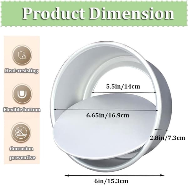 2-pakning 15 cm Kakeform Non-Stick Dyp Aluminium Rund Kakeform Dyp Bakeform med Avtakbar Bunn Kakebakeform Kakeform for Baking