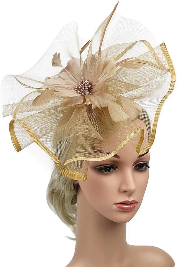 Kvinner Mesh Bryllup Fascinator Hatt (Gull)