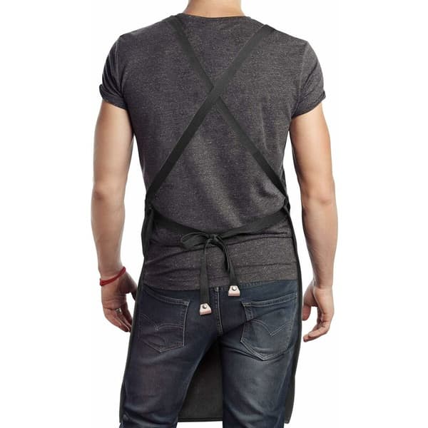 Chef Apron Waterproof Cotton Canvas Adjustable Cross Back Apron Multiple Pockets Painted Barista Overalls Black