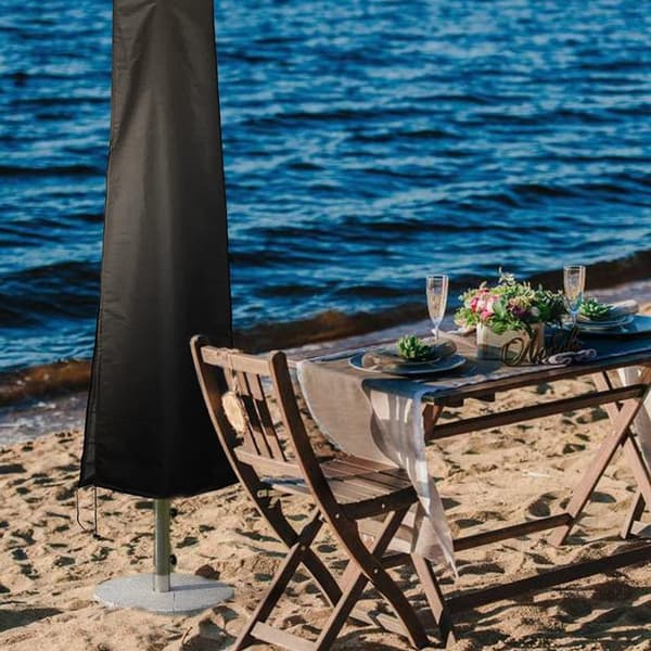 Parasol Cover - Standing Parasol - Waterproof / Dustproof / Weatherproof - Robust & Durable - 200x55x35cm - Black