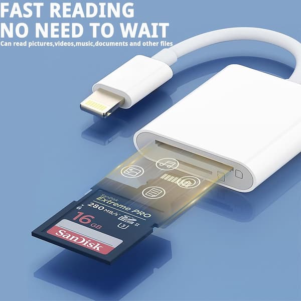Card Reader with Lightning Connector - Works with iPhone and iPad - SD Card and Micro SD - 2-in-1 Dual Slot - Portable SD Card Adapter