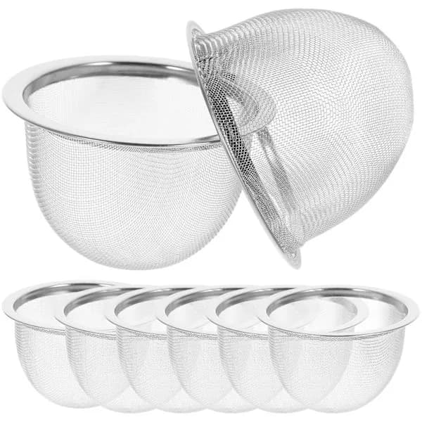 8 stk tefilter i rustfritt stål, robust tesil for hjemmet (diameter 7,2 cm x høyde 6 cm)