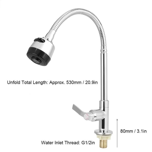Universal Foldable Cold Water Faucet, Elegant G1/2 inch, Home Kitchen Faucet, Kitchen Mixer