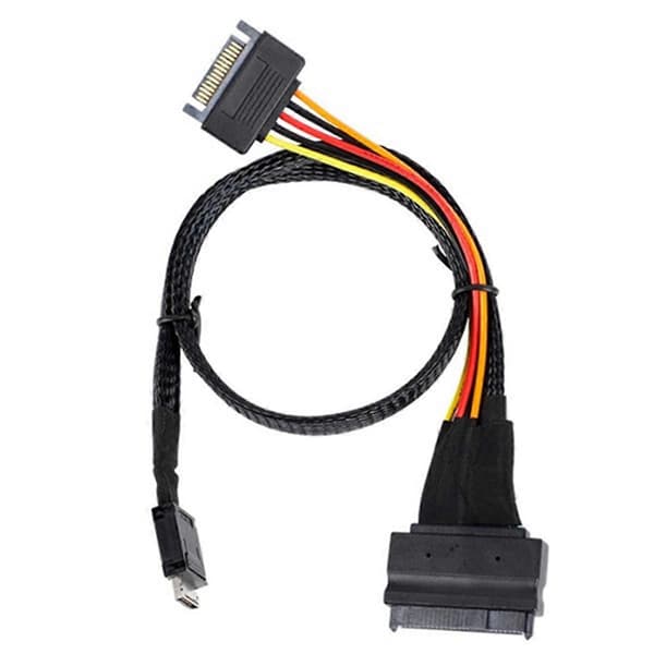 Oculink SFF-8611 4I til PCIe SFF-8639 U.2 NVMe med SATA 15P hann strøm serverkabel datatilbehør