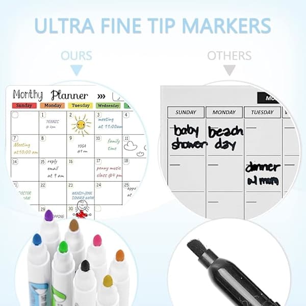 Magnetisk whiteboardkalender til køleskab - Månedlig, ugentlig og daglig planlægger [JUN]