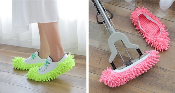Blåa mopptofflor, 2 par återanvändbara skoskydd, multifunktionella mikrofiberdammsugarskor, rengöringstofflor Serpil Slipper
