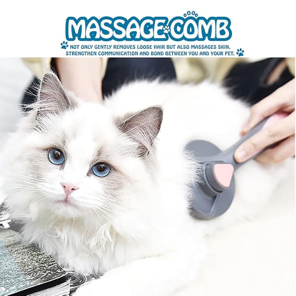 Selvrensende børste til katte og hunde, udredningsbørste til at fjerne løse hår, massagekam til pelsdyr (grå)