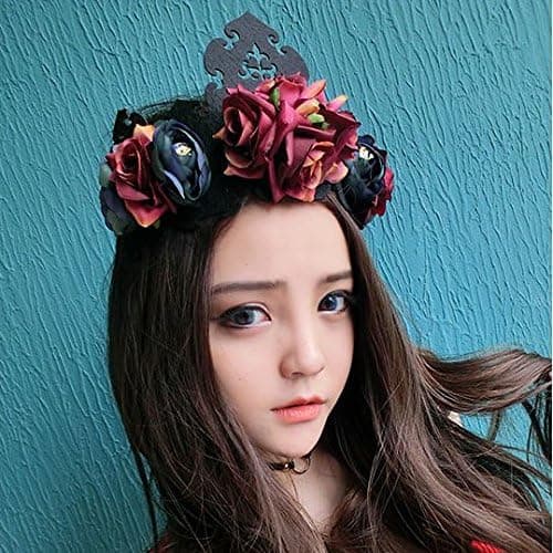 Kvinner Blomsterkrans Gotisk Dronningkrans Damer Julehodeplagg Jente Halloween Cosplay Hårbånd Fancy Fest Elastisk He