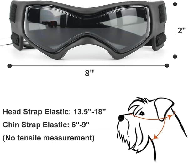Dog Goggles Anti-UV Waterproof Windproof Adjustable Glasses For Small Medium Dogs Black