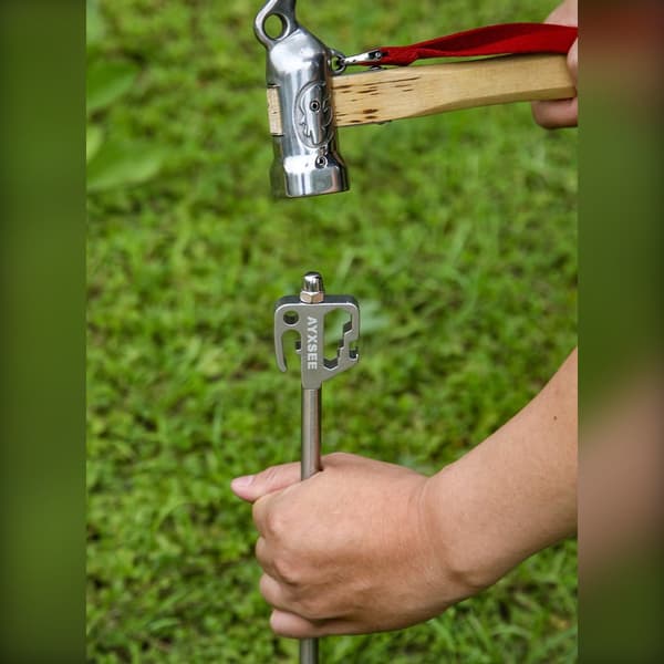 Camping hundeanker 360° roterende jordspyd til hund — 40cm rustfrit stål & aluminiumslegering, konisk hoved, gummihylster, quick-hook