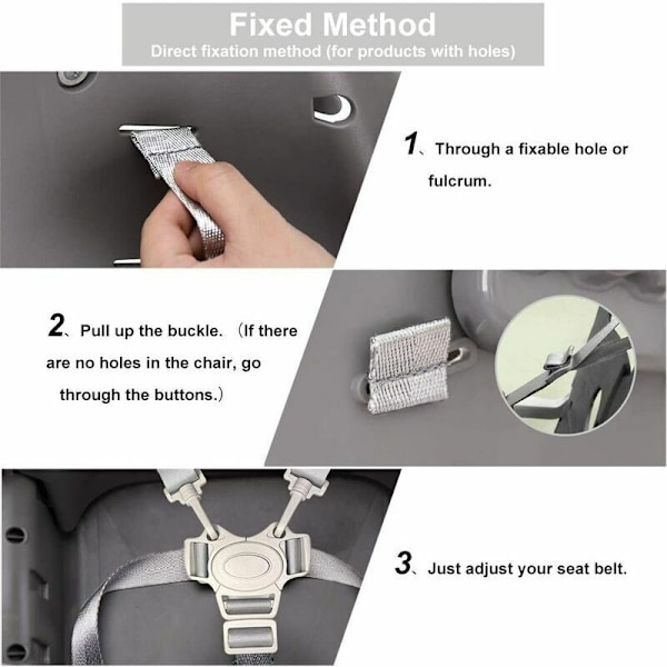 Adjustable 5-Point Safety Harness for High Chairs and Strollers, Grey - Compatible with Most Brands
