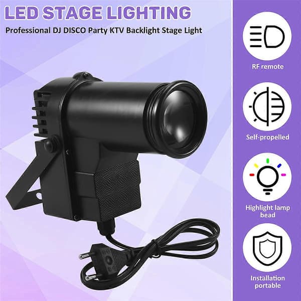 15W RGBW LED Scenelys Pinspot Beam Spotlight Professionel DJ DISCO KTV Baggrundsbelysning Scenelys