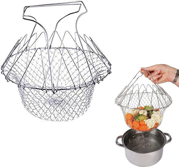 Steam Basket - Frying Basket - Cooking Basket - Vegetable Steamer - Handheld Steamer