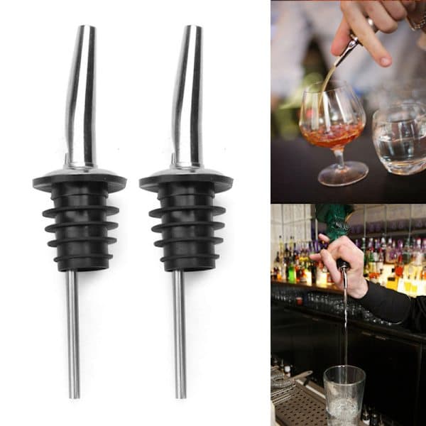 2 stk Flaskehalsstopper i rustfritt stål, helletut, vintilbehør