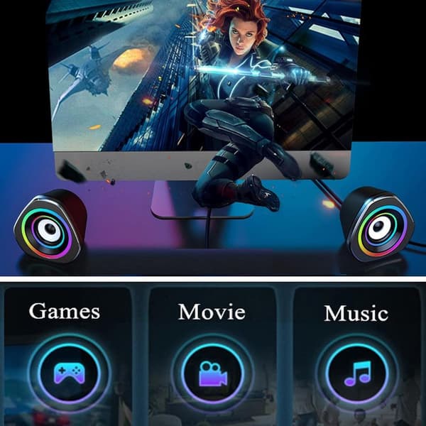 Datamaskin Høyttalere Skrivebord PC Laptop Høyttalere RGB Mini Gaming