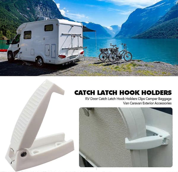 Caravan Door Latch | Storage Hook for RV Trailer, Durable Material and Easy Installation, Caravan, Trailer, White