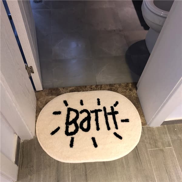 Vita badeværelsesmåtter og tæpper i oval form, sød badeværelsesindretning, bløde bademåtter til børn, 40 x 60 cm