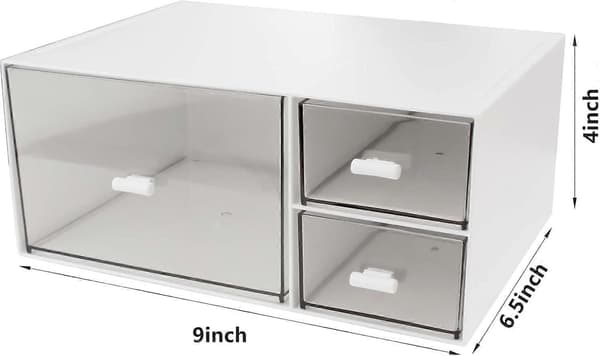 Stackable Desk Organizer with 3 Compartments, Stackable Drawers, Perfect for Desk Storage, Organization Accessories