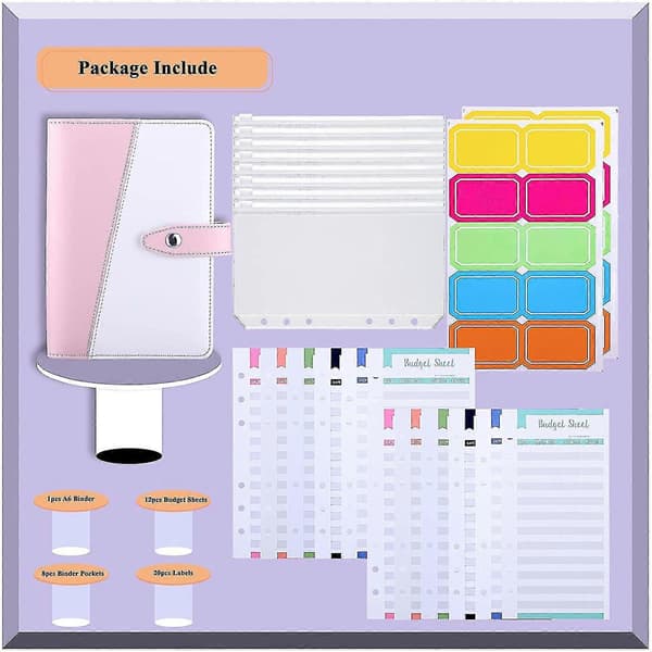 Cash Envelopes for Budgeting, Budget Binder, Budget Binder with Zipper Envelopes A6 Binder (Blue)