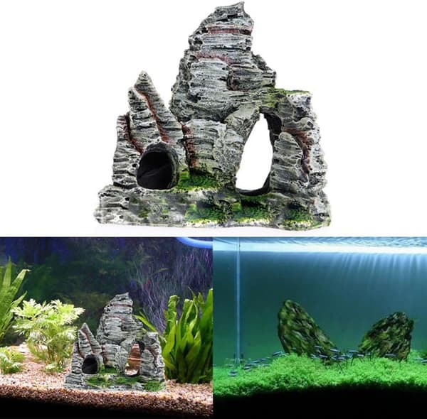 Mountain View Akvarium Rockery Gjemmested Hule Tre Fisk Tank Ornament