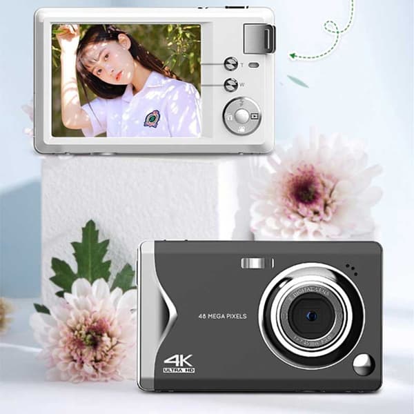 Kompakt digitalkamera med 4K-video, 16x digital zoom, CMOS-sensor och elektronisk bildstabilisering för resor och vardag Vit White