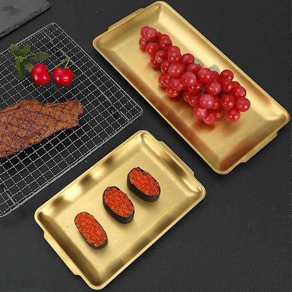 Bageplade Sikker Multifunktionel 304 Rustfrit Stål Varmebestandig Solid Rustfri Bageplade til Køkken Guld L Golden L