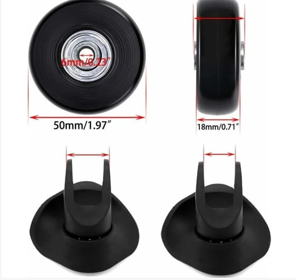 4 stk 50x18mm Koffert Erstatningshjul Gummi Svingbart Hjul Lager