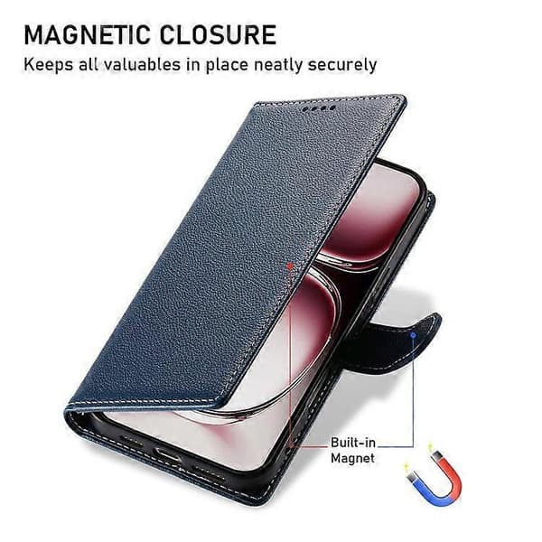 Til Oppo A5 Pro 5G Støttefodral Lædertekstur Pungfodral Magnetisk lukning [DB] Mørkeblå Dark Blue