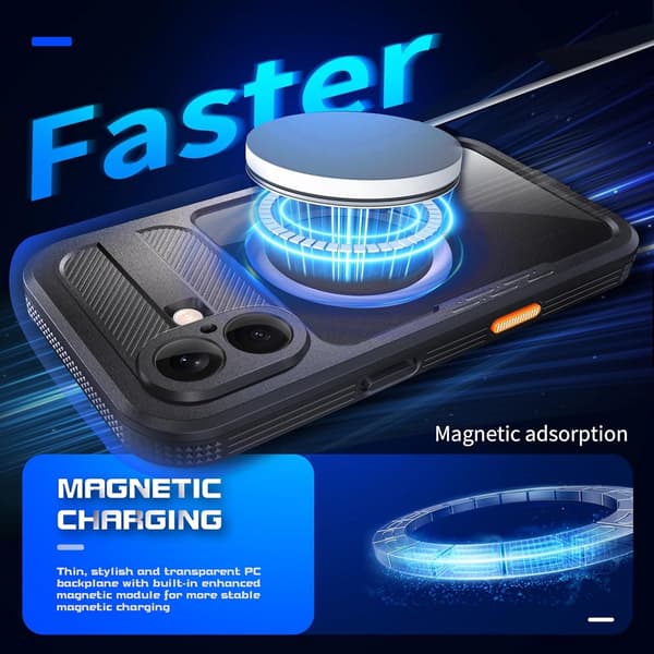 Waterproof Outdoor Case for iPhone 16 - Underwater Diving Case with Wrist Strap - Sensitive Touchscreen - Black