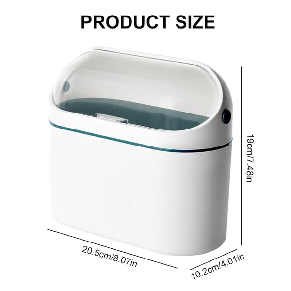 Wall-mounted Table Bin, 2L Mini Bathroom Trash Can, Office Waste Bin for Living Room, Office, Ivory White (20.5×10.2×19cm)