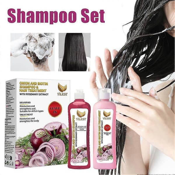 Yilest Løg Shampoo Balsam Sæt 248ml hver til hårtab Biotin Næring