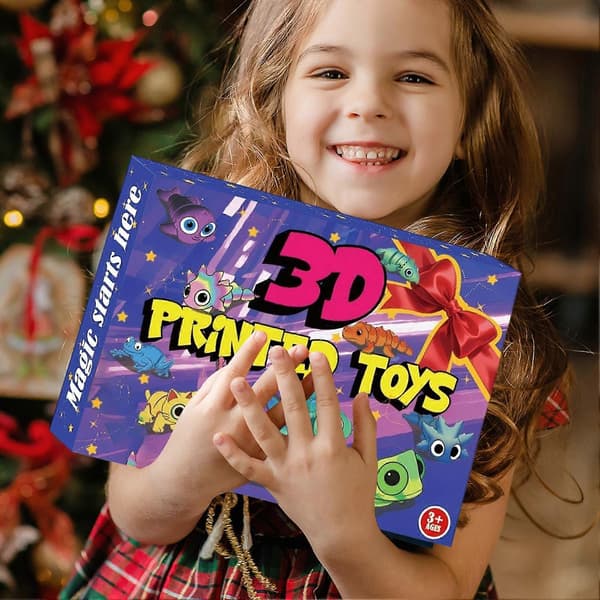3D-printede søde fleksible leddelte dyr 24-dages julekalender til børnegaver (FMY)
