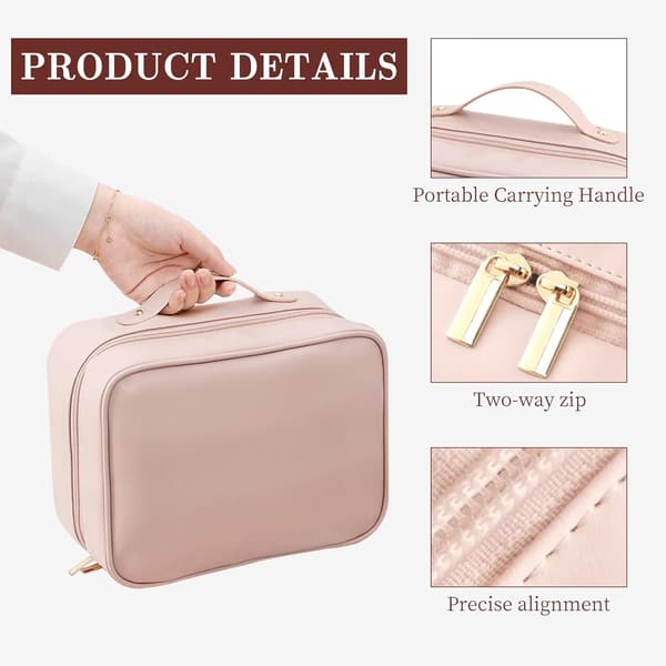 Makeup Travel Case, Makeup Organizer with Multiple Compartments, Toiletry Bag, Pink PINK PINK PINK