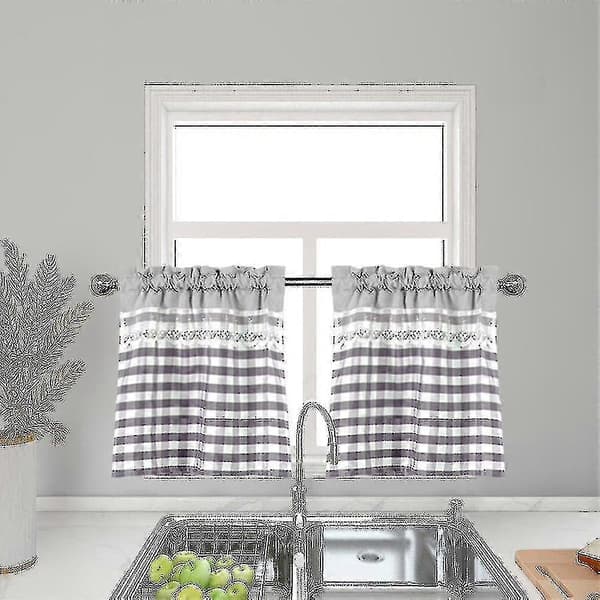 Kitchen Curtains Decor Window Curtain Luxury Cafe Valance Overhangs-hs [DB] Light Grey 74cmx61cm Light Grey 74cmx61cm