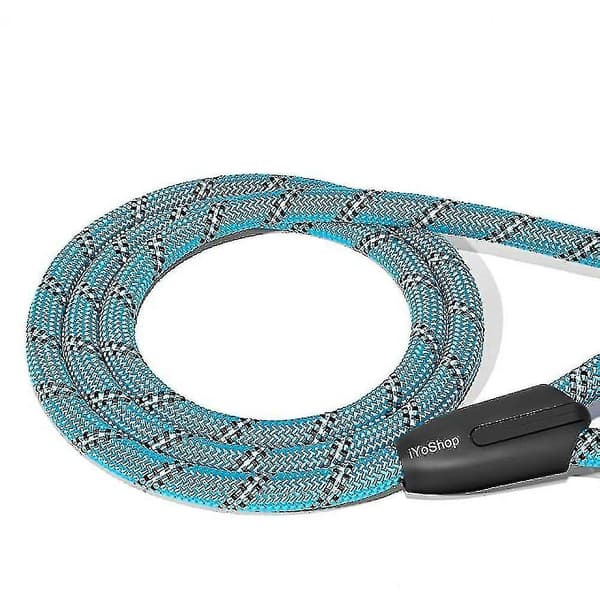 Dog toy with comfortable padded handle and highly reflective threads (blue)