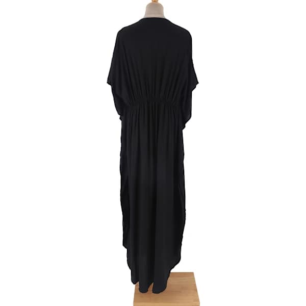 Kaftan Loungewear til Kvinder Strand Chiffon Overtræk 3/4 Ærme V-hals Broderet Løs Sideslids