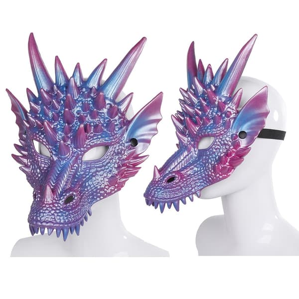 Drakmask Halloween Maskeradmask Halvansikte Cosplay Kostym Vuxen