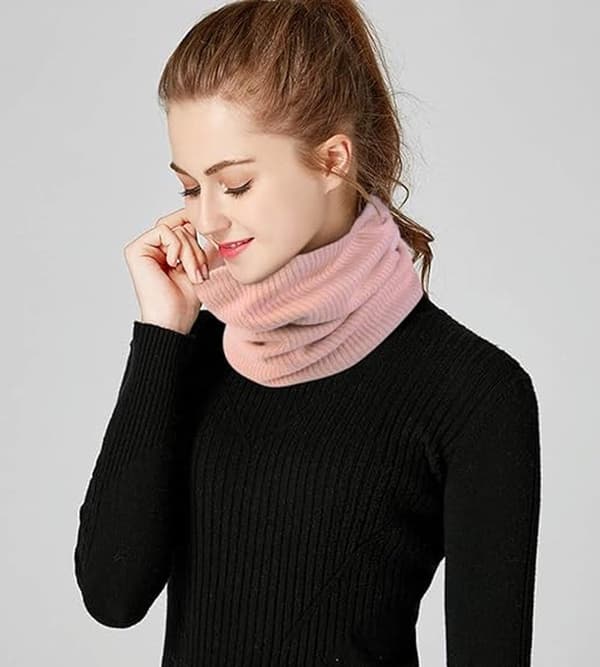 Varmt Halstørklæde - Varmt Vinterhalstørklæde - 2 Stykker - Vindtæt Halstørklæde - Damer - Herrer - Grå - Rosa - 25*24cm