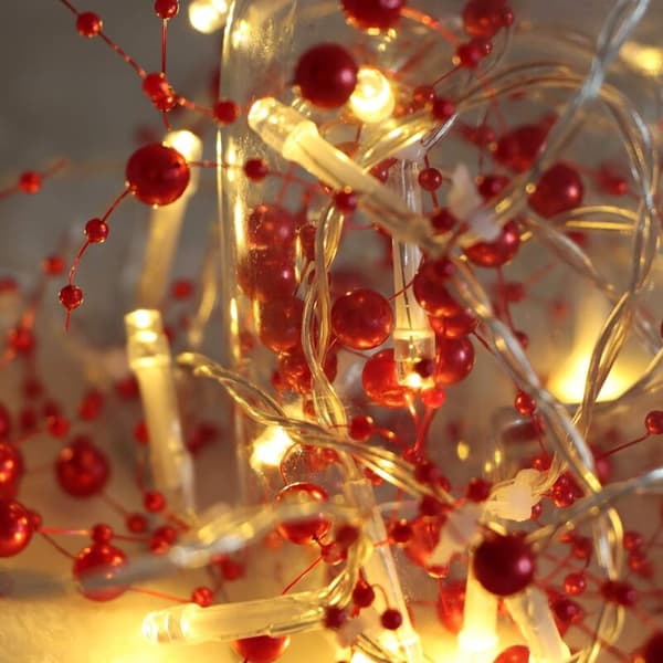 Red Berry String Lights LED Alla hjärtans dag Berry String Dekorationer för påsk Bröllop Flickrum Batteridriven