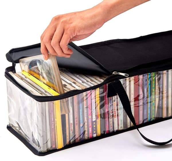4-pakning PVC Mediaoppbevaring - Vanntett CD-etui med håndtak, hvert etui rommer 48 CD-er