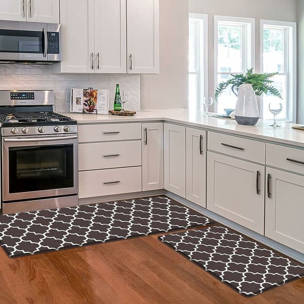 Kitchen Mat [2-Pack] Cushioned Anti-Fatigue Kitchen Mat, Waterproof and Non-Slip Ergonomic Foam, Dark Grey
