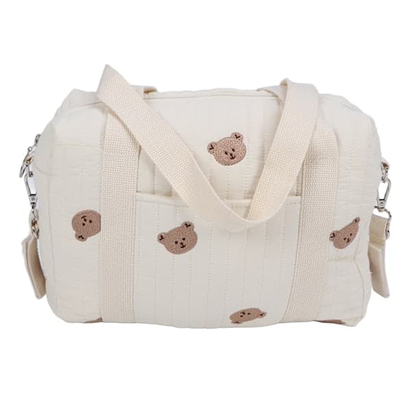 Multifunctional Stroller Bag Embroidery Zipper Reusable Handbag Diaper Bag Bear Bag