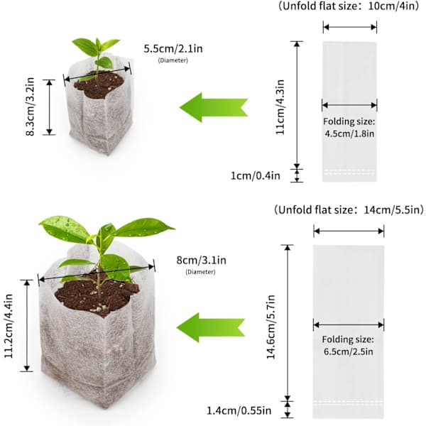 200-pack biologiskt nedbrytbara plantpåsar i non-woven-tyg